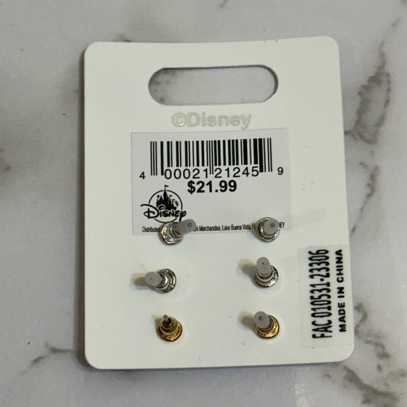 Disney Parks Mickey Mouse Icon Silver Gold &
Rose Gold Tone 3 Pr Earring Set New - Picture 3 of 5